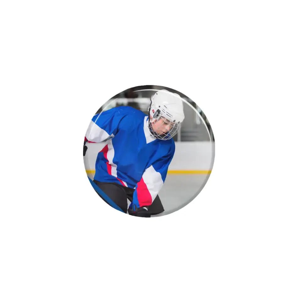 Custom Hockey Player Photo on a Button