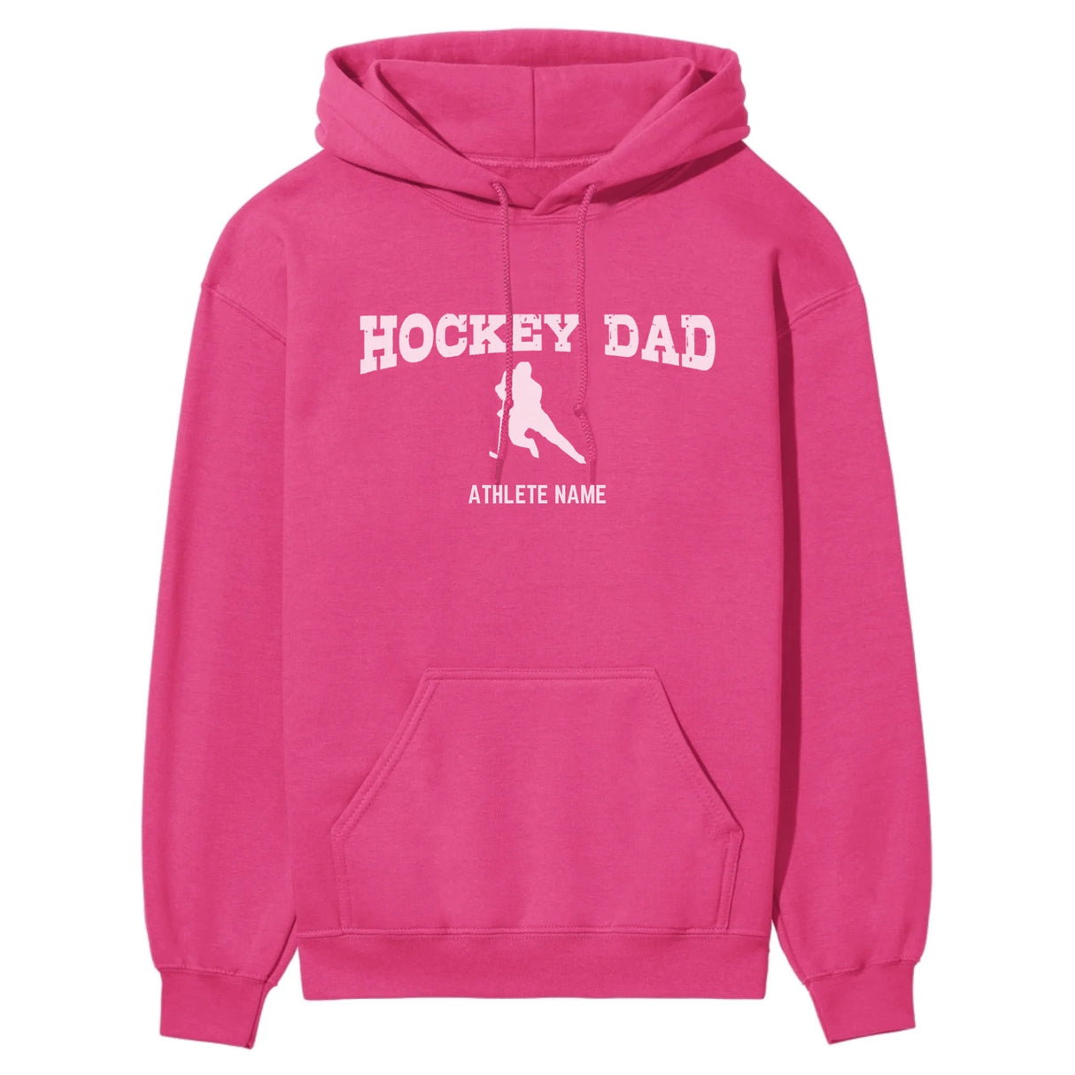 Hockey Dad with Hockey Player Icon and Hockey Player Name on a Hoodie with a White Graphic