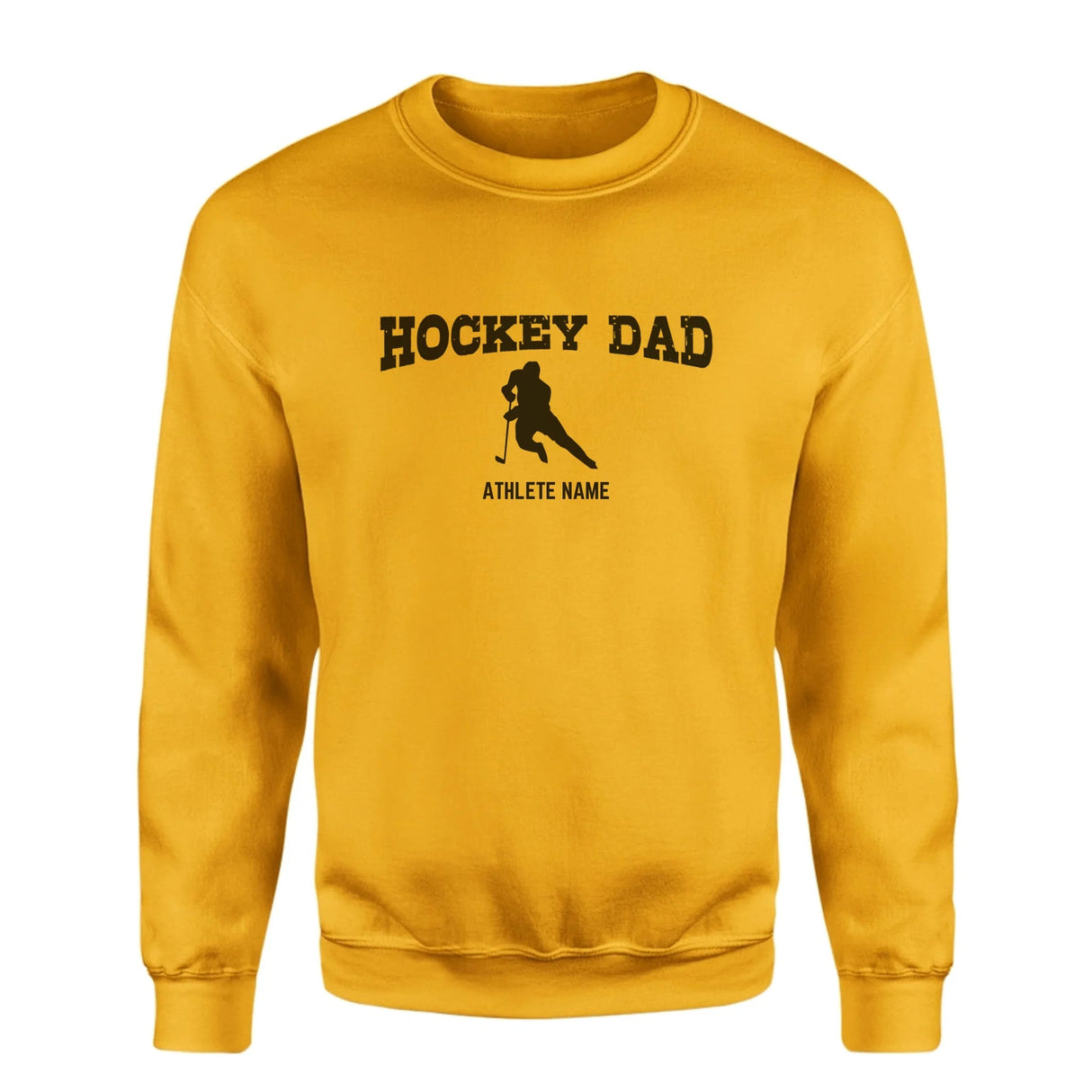 Hockey Dad with Hockey Player Icon and Hockey Player Name on a Sweatshirt with a Black Graphic