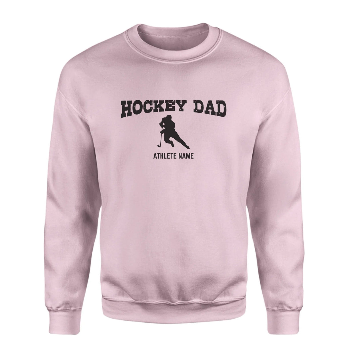 Hockey Dad with Hockey Player Icon and Hockey Player Name on a Sweatshirt with a Black Graphic