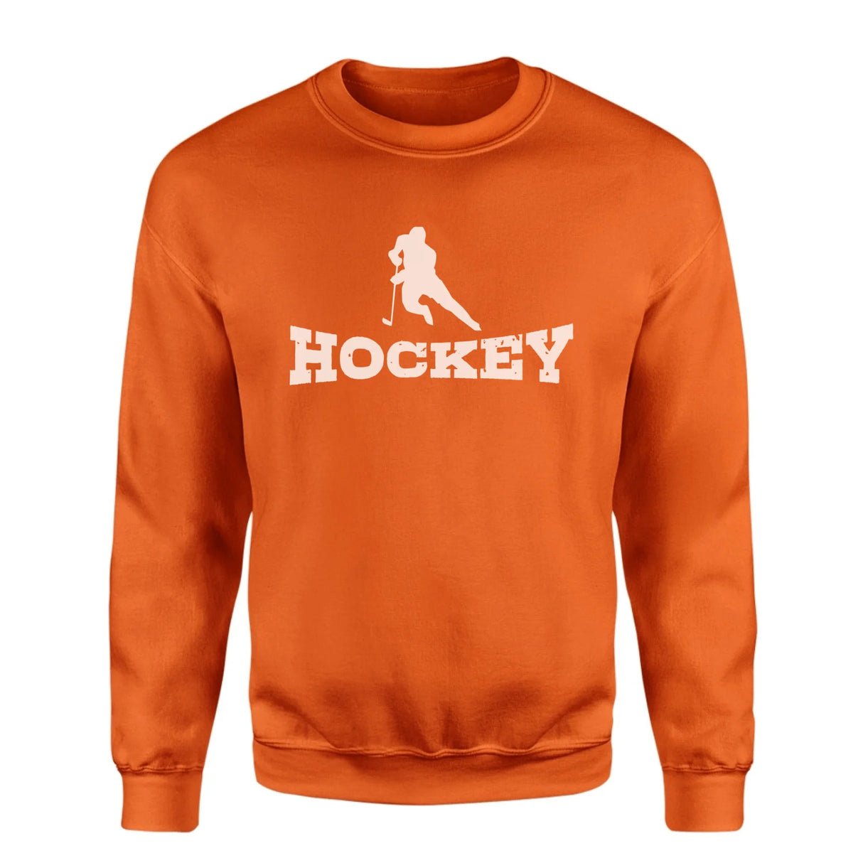 Basic Hockey with Hockey Player Icon on a Sweatshirt with a White Graphic