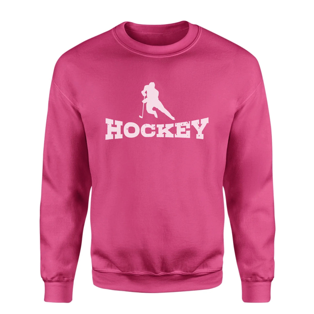 Basic Hockey with Hockey Player Icon on a Sweatshirt with a White Graphic