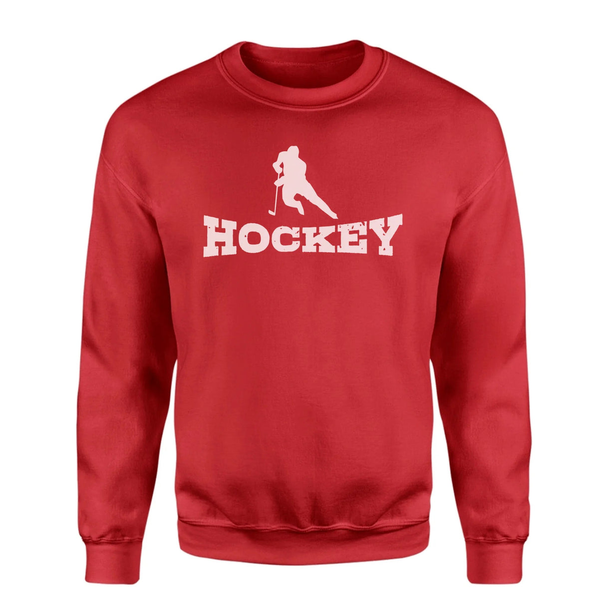 Basic Hockey with Hockey Player Icon on a Sweatshirt with a White Graphic
