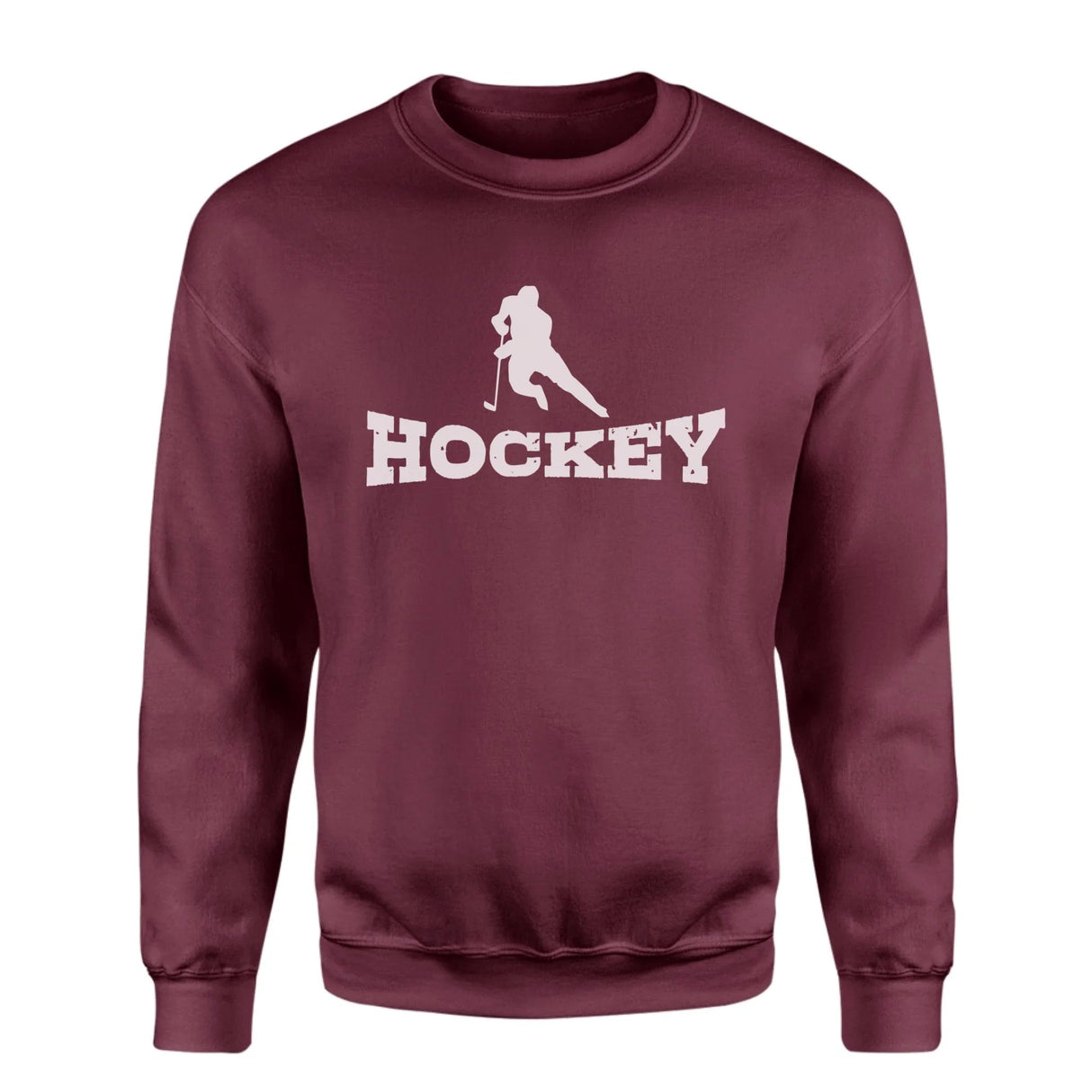 Basic Hockey with Hockey Player Icon on a Sweatshirt with a White Graphic