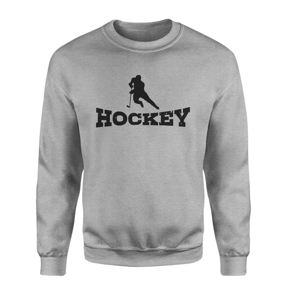 Basic Hockey with Hockey Player Icon on a Sweatshirt with a Black Graphic