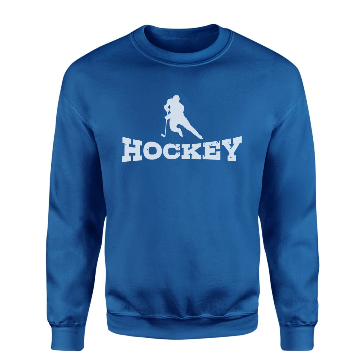 Basic Hockey with Hockey Player Icon on a Sweatshirt with a White Graphic
