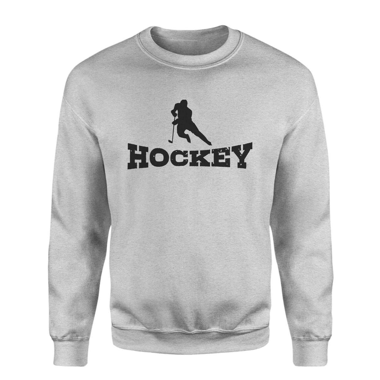 Basic Hockey with Hockey Player Icon on a Sweatshirt with a Black Graphic