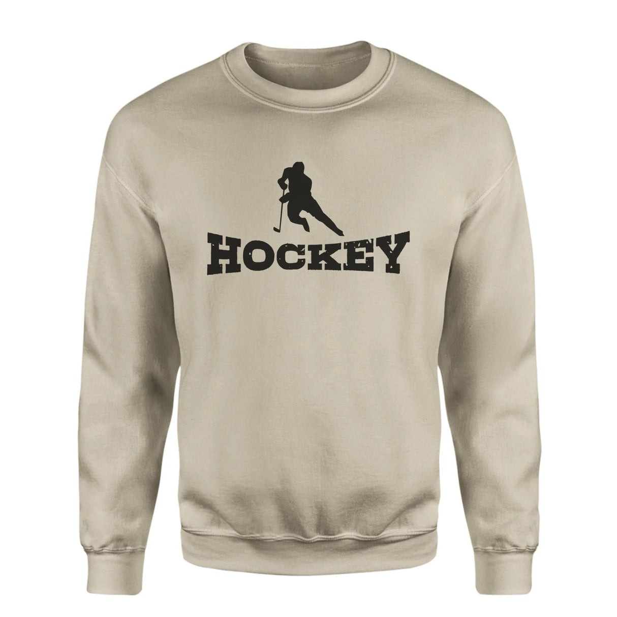 Basic Hockey with Hockey Player Icon on a Sweatshirt with a Black Graphic