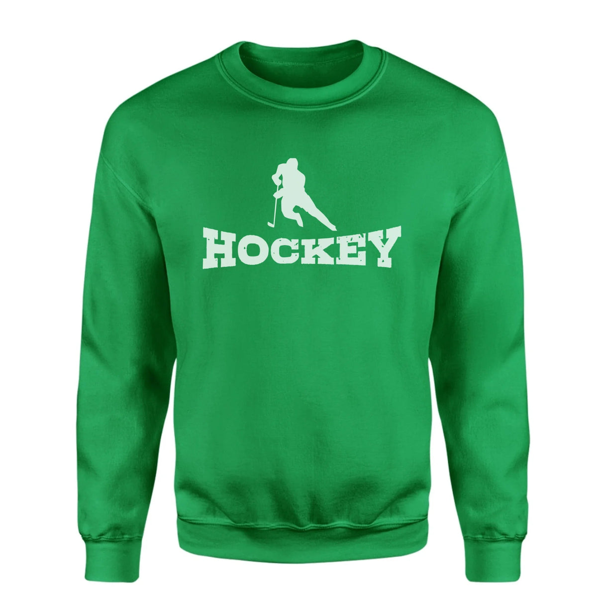 Basic Hockey with Hockey Player Icon on a Sweatshirt with a White Graphic