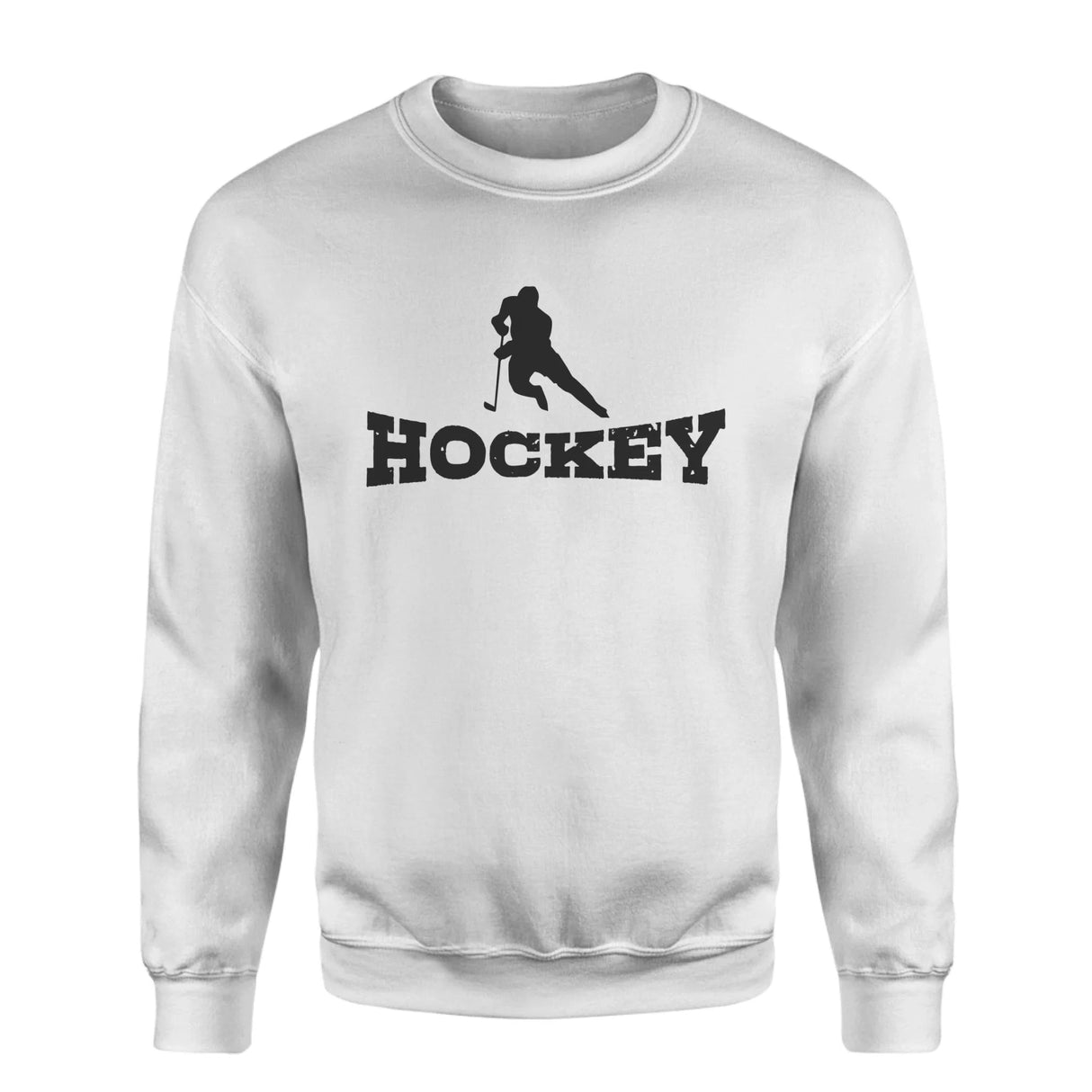 Basic Hockey with Hockey Player Icon on a Sweatshirt with a Black Graphic