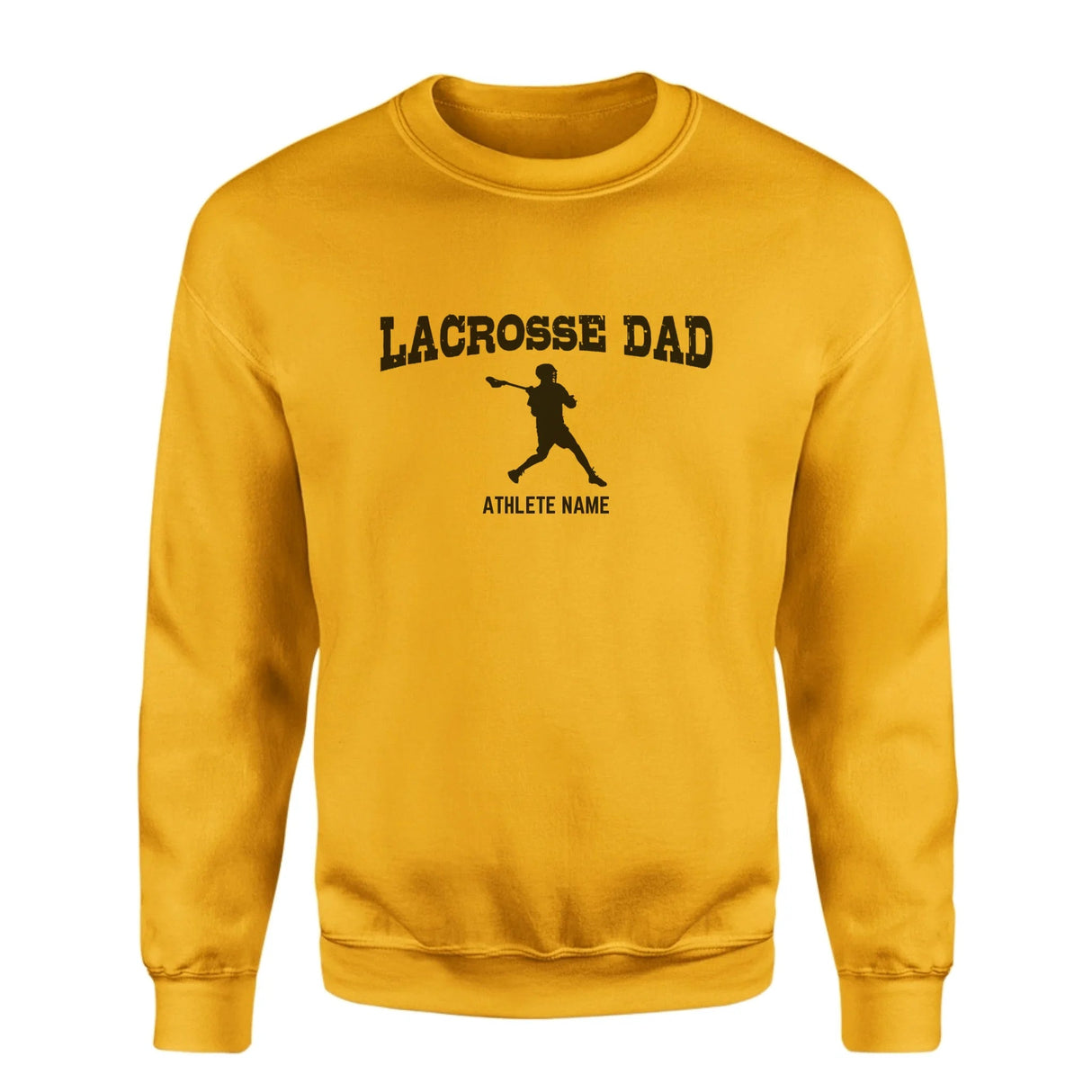 Lacrosse Dad with Lacrosse Player Icon and Lacrosse Player Name on a Sweatshirt with a Black Graphic