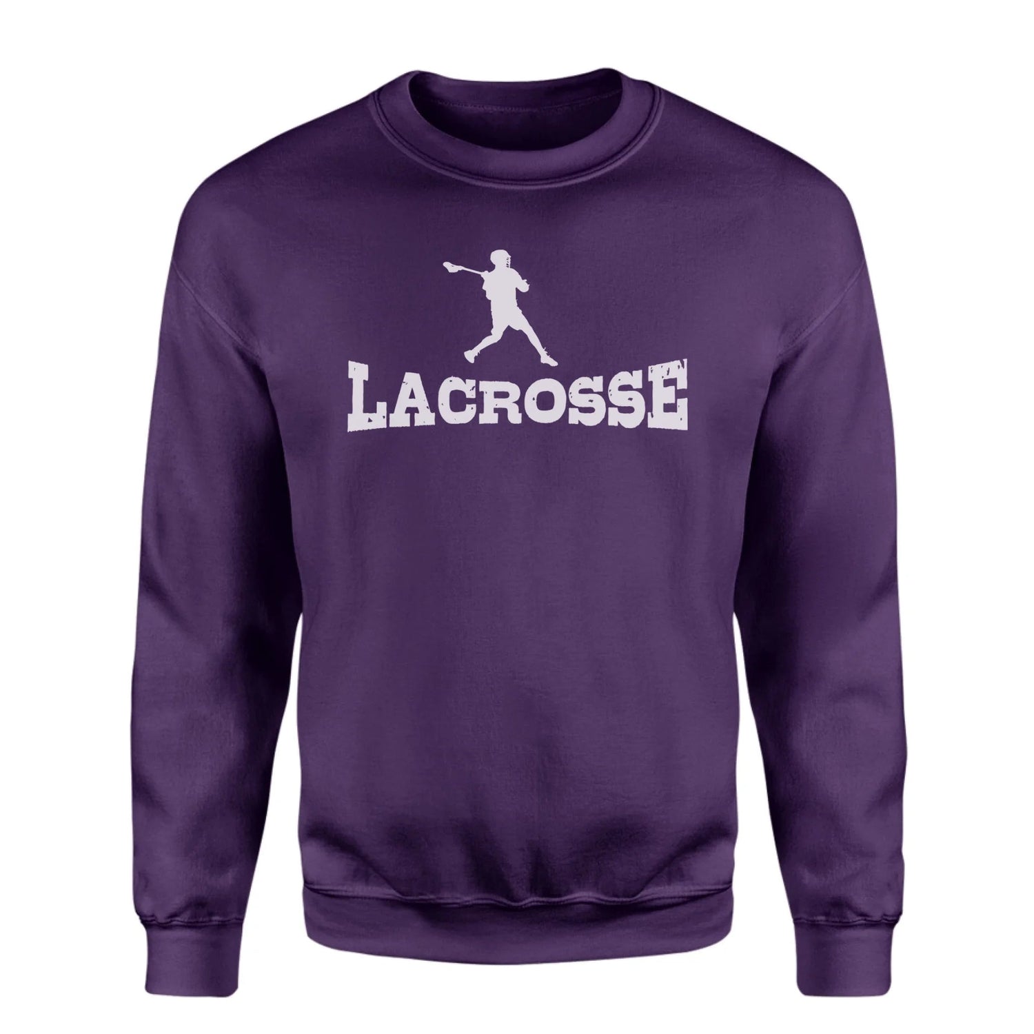 Basic Lacrosse with Lacrosse Player Icon on a Sweatshirt with a White Graphic