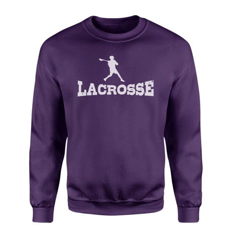 Basic Lacrosse with Lacrosse Player Icon on a Sweatshirt with a White Graphic