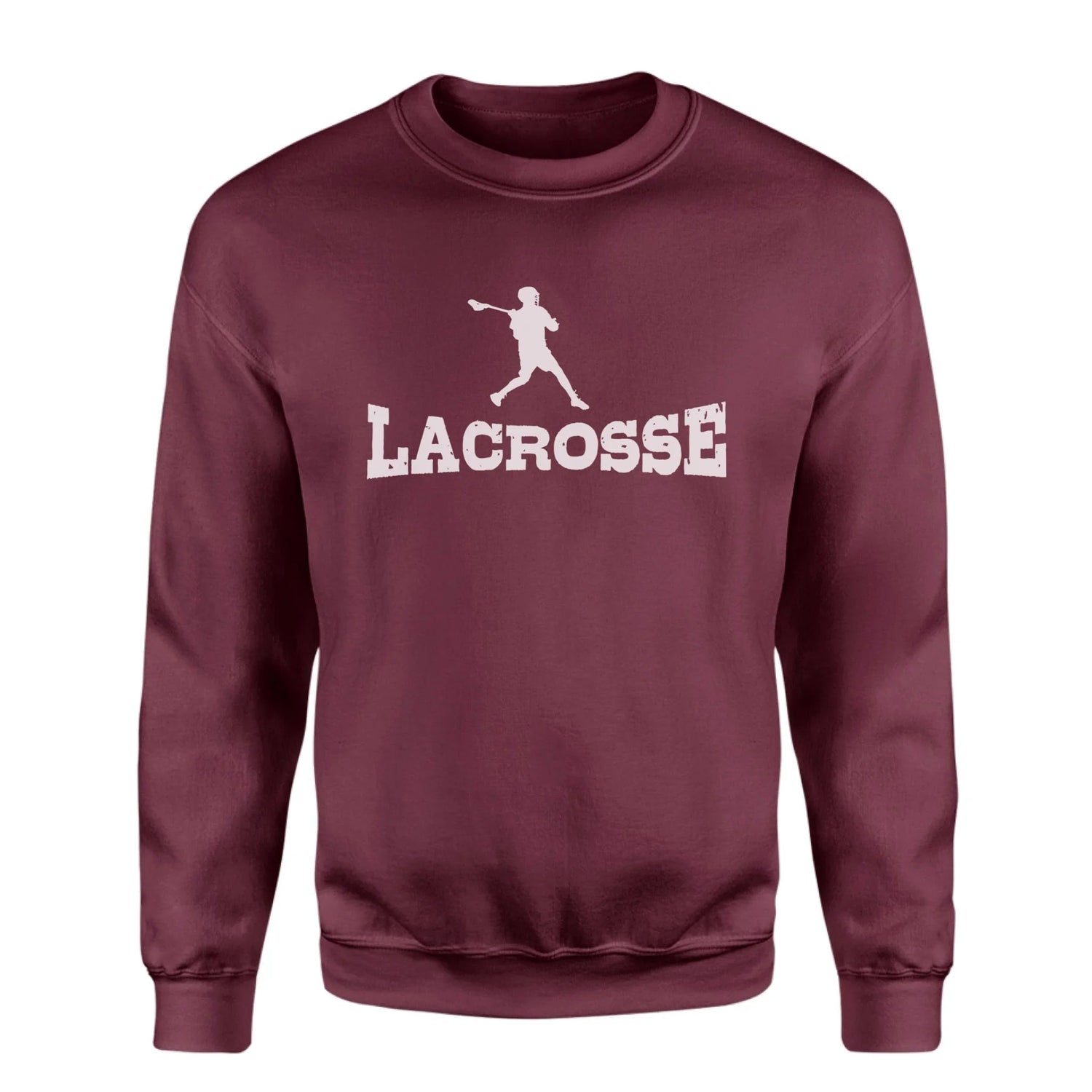 Basic Lacrosse with Lacrosse Player Icon on a Sweatshirt with a White Graphic