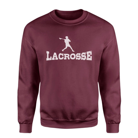Basic Lacrosse with Lacrosse Player Icon on a Sweatshirt with a White Graphic