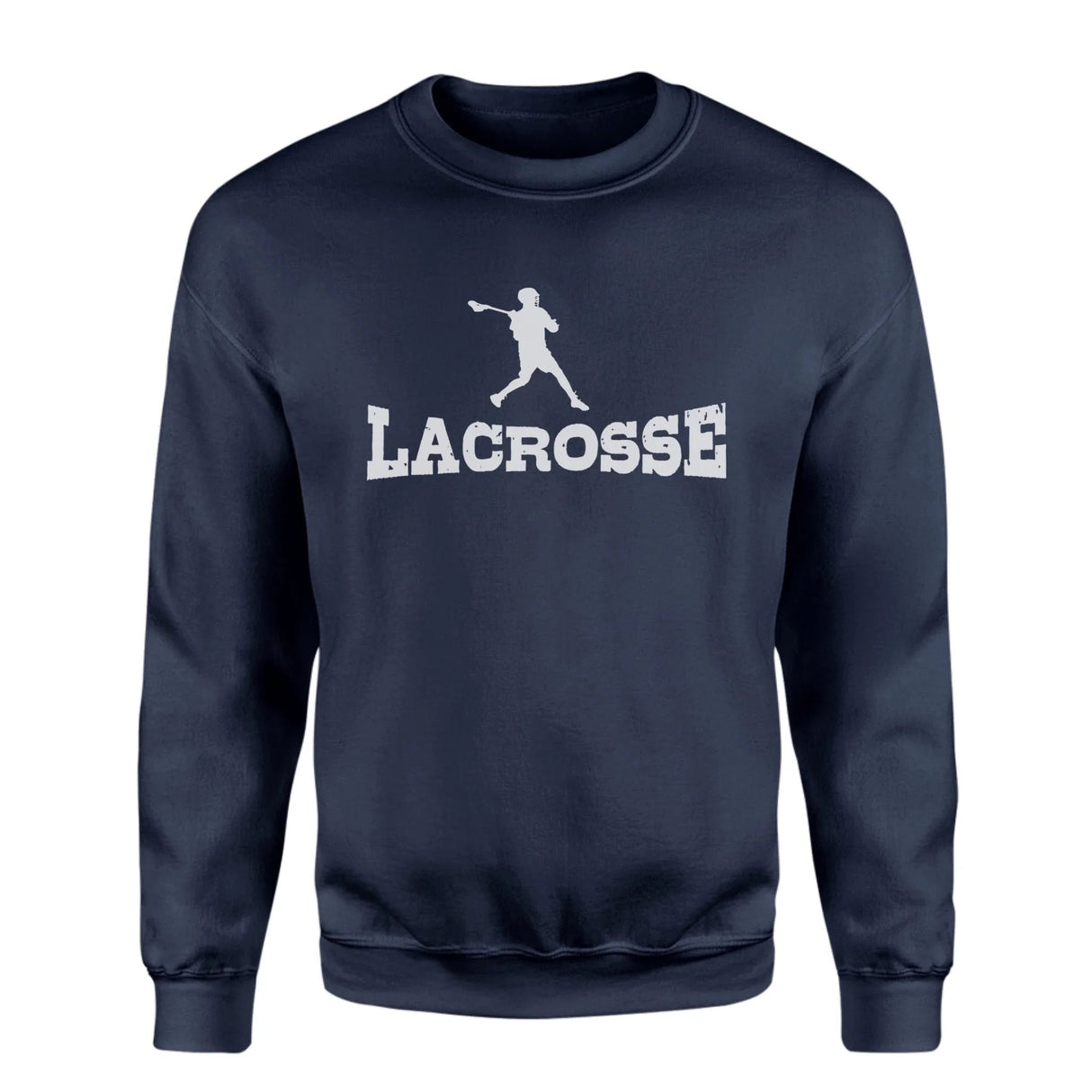 Basic Lacrosse with Lacrosse Player Icon on a Sweatshirt with a White Graphic