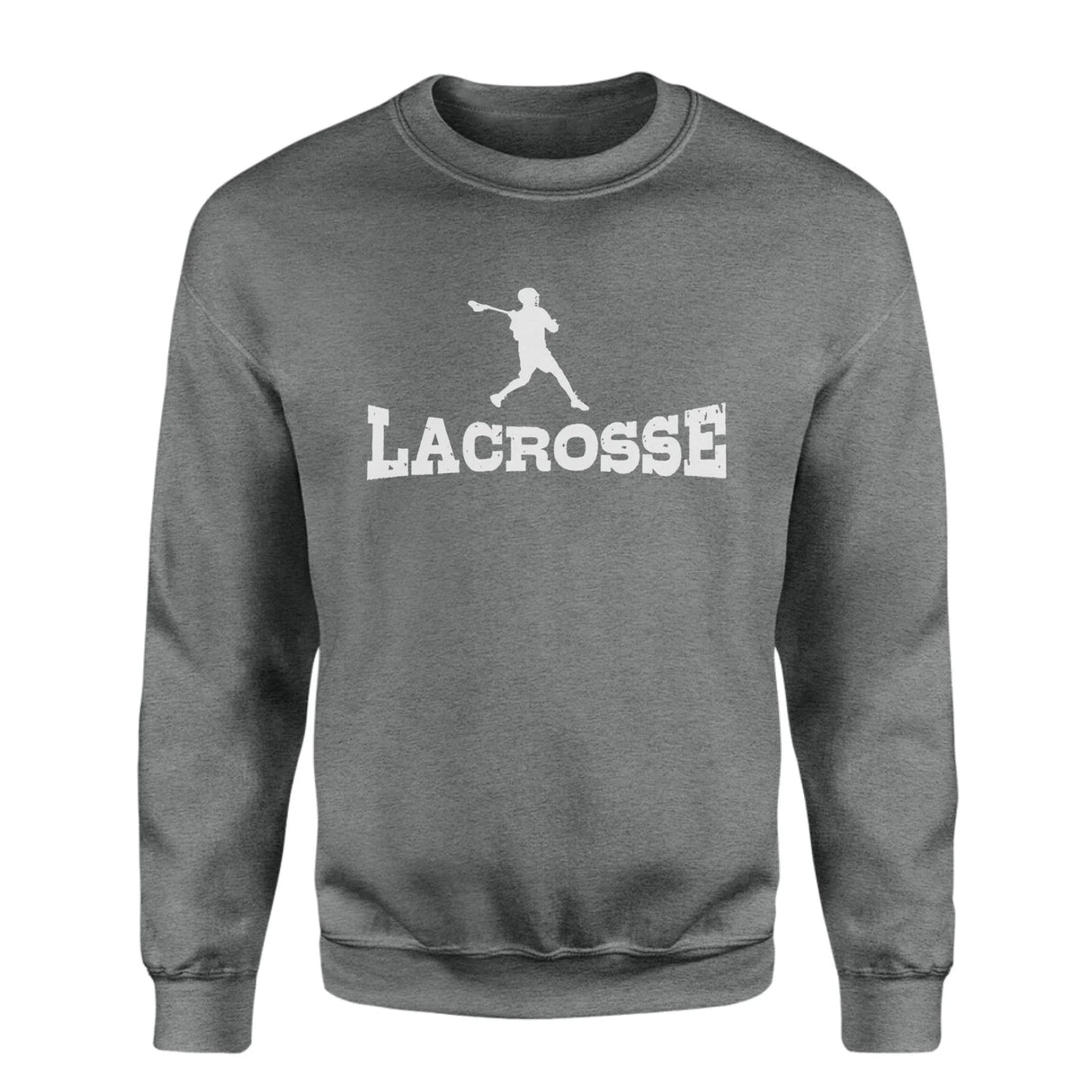 Basic Lacrosse with Lacrosse Player Icon on a Sweatshirt with a White Graphic