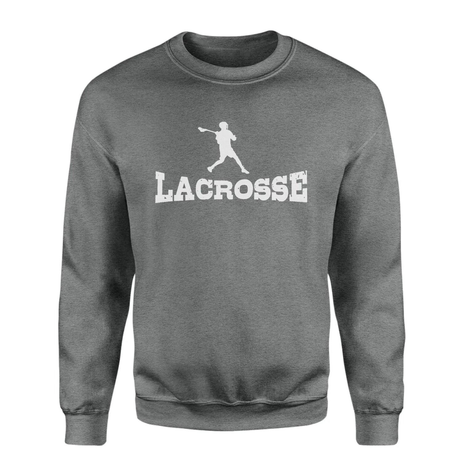 Basic Lacrosse with Lacrosse Player Icon on a Sweatshirt with a White Graphic