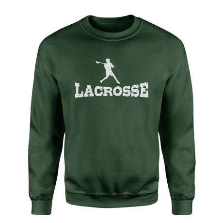 Basic Lacrosse with Lacrosse Player Icon on a Sweatshirt with a White Graphic
