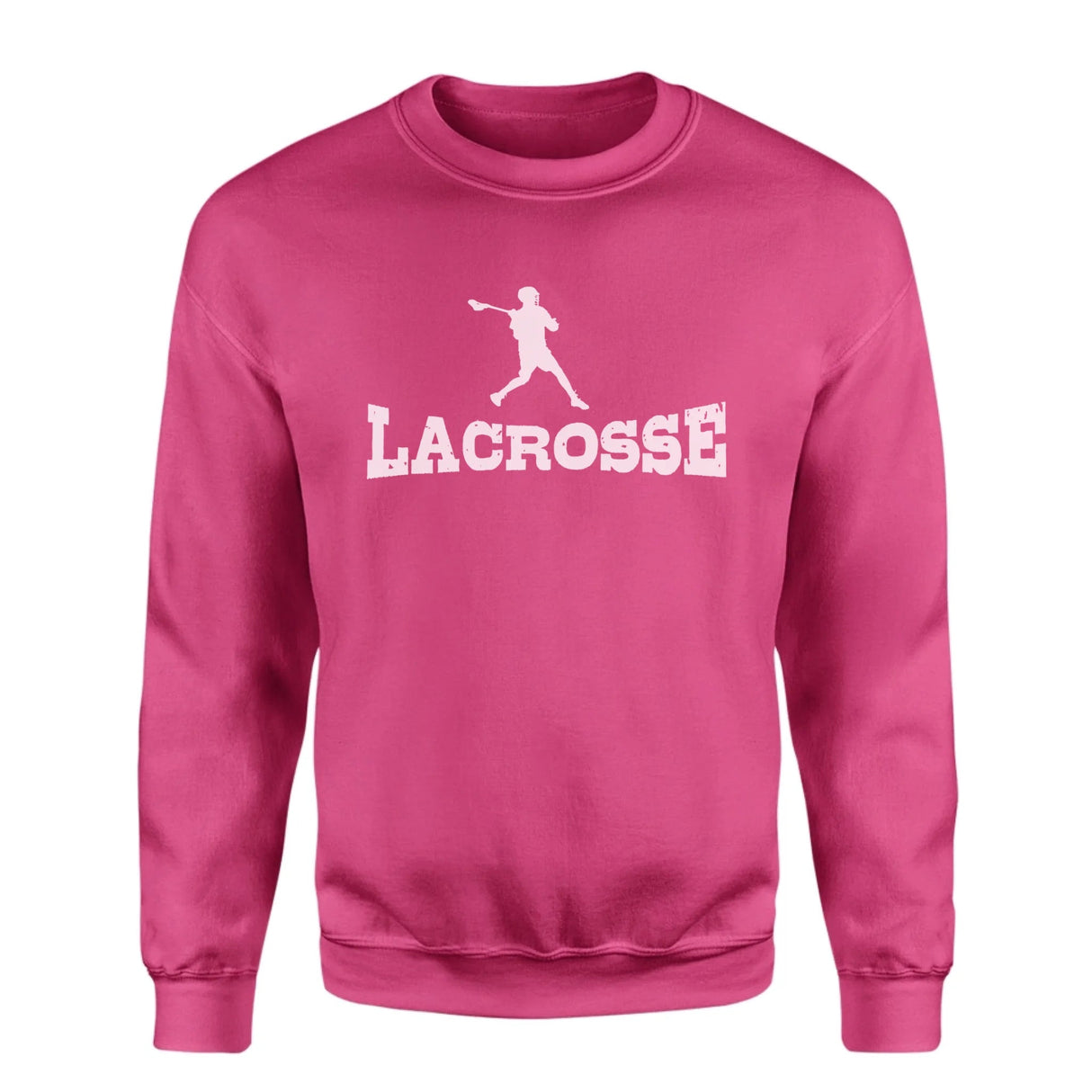 Basic Lacrosse with Lacrosse Player Icon on a Sweatshirt with a White Graphic