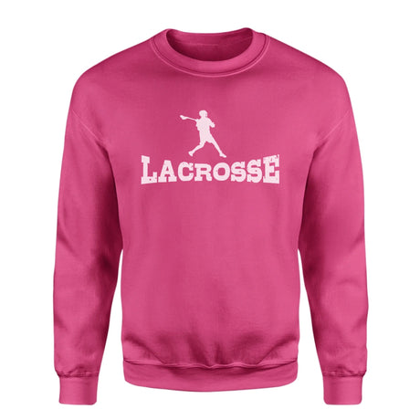 Basic Lacrosse with Lacrosse Player Icon on a Sweatshirt with a White Graphic