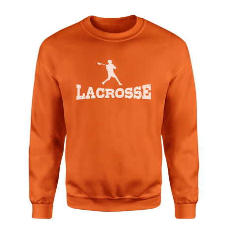 Basic Lacrosse with Lacrosse Player Icon on a Sweatshirt with a White Graphic