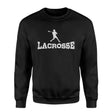Basic Lacrosse with Lacrosse Player Icon on a Sweatshirt with a White Graphic