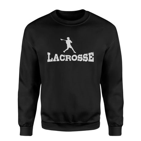 Basic Lacrosse with Lacrosse Player Icon on a Sweatshirt with a White Graphic