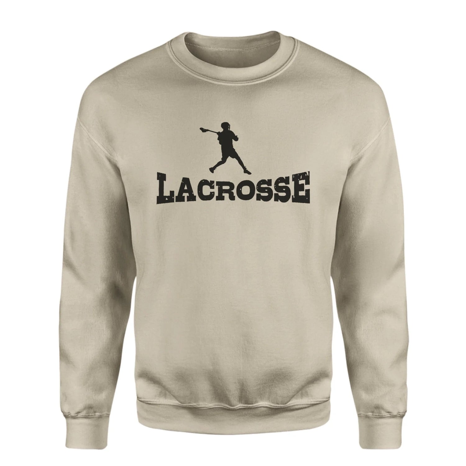 Basic Lacrosse with Lacrosse Player Icon on a Sweatshirt with a Black Graphic