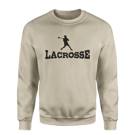 Basic Lacrosse with Lacrosse Player Icon on a Sweatshirt with a Black Graphic