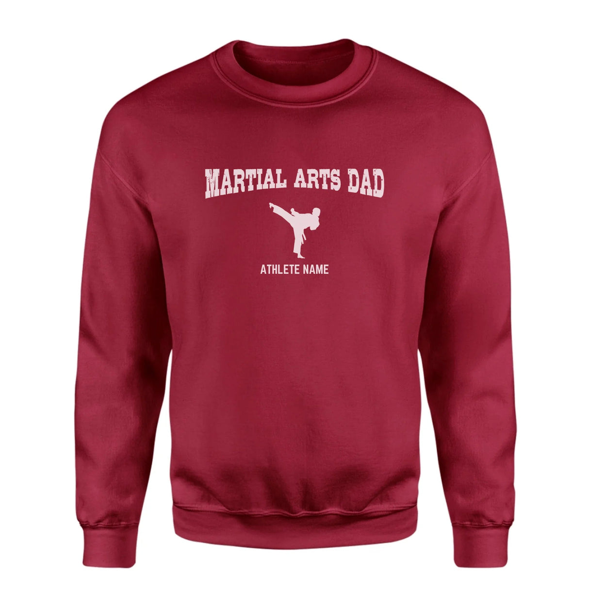 Martial Arts Dad with Martial Artist Icon and Martial Artist Name on a Sweatshirt with a White Graphic
