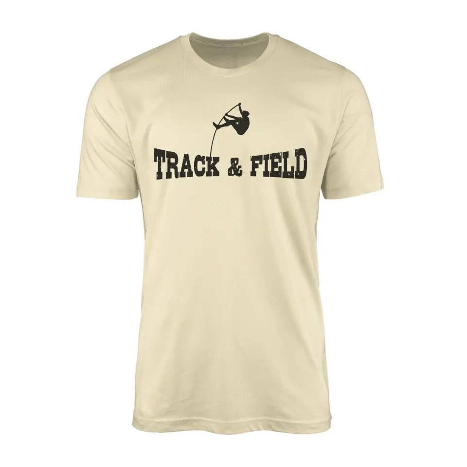 Basic Pole Vault with Pole Vaulter Icon on a Men's T-Shirt with a Black Graphic