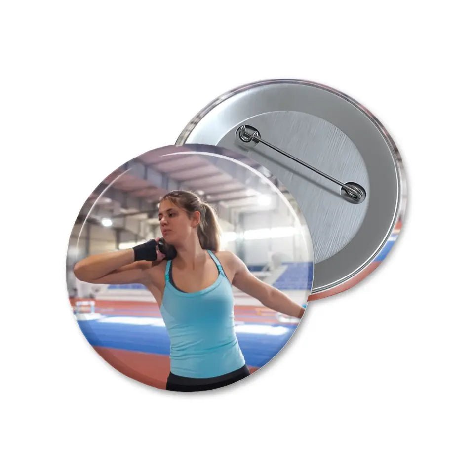 Custom Shot putter Photo on a Button
