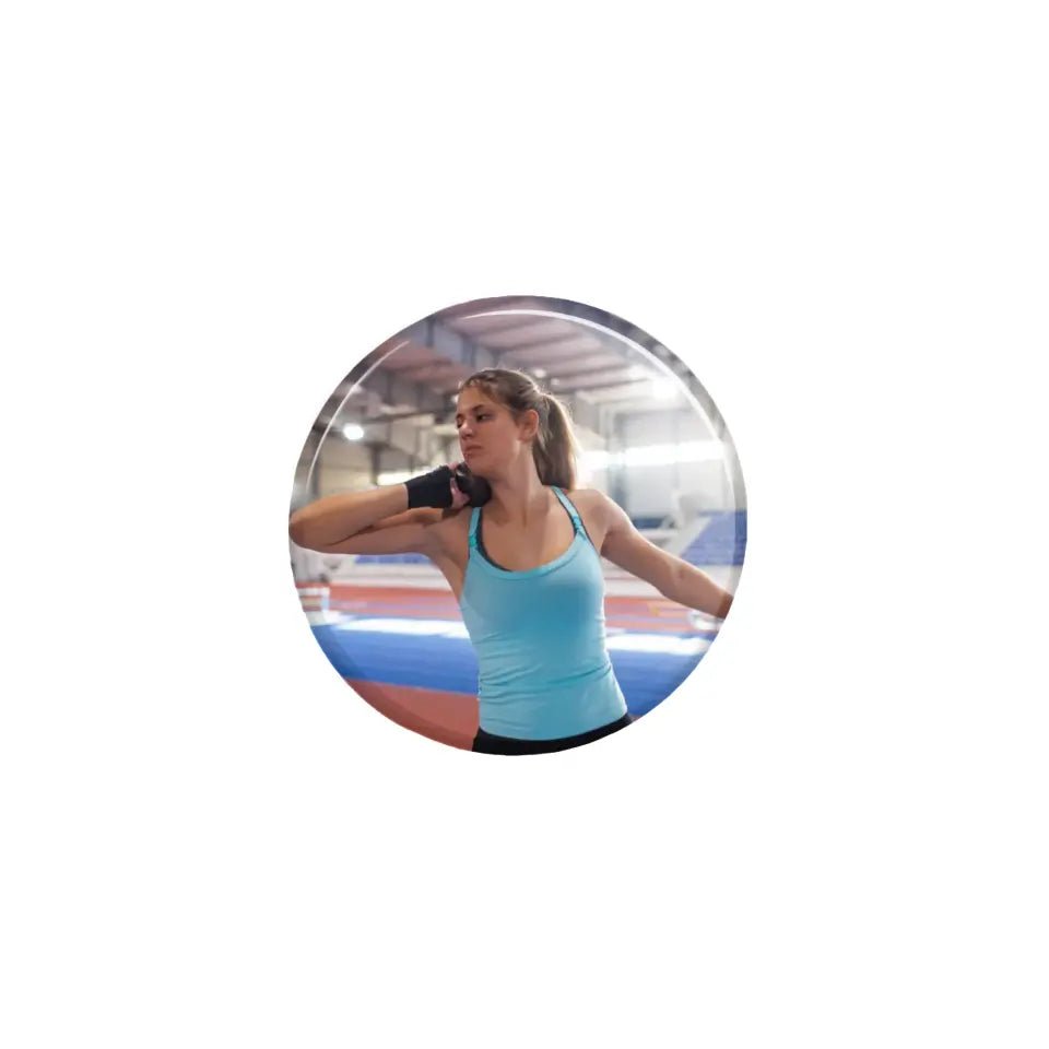 Custom Shot putter Photo on a Button