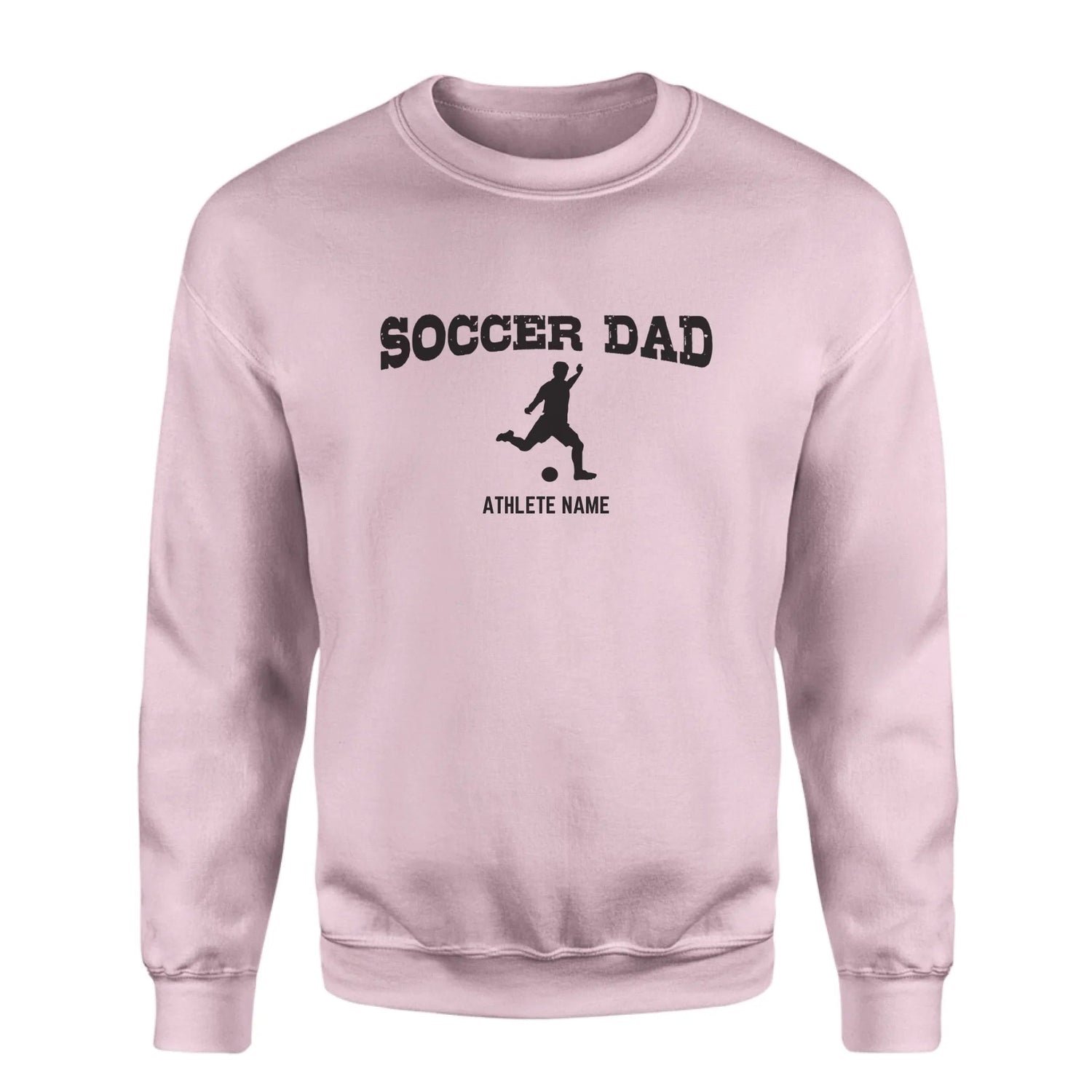 Soccer Dad with Soccer Player Icon and Soccer Player Name on a Sweatshirt with a Black Graphic