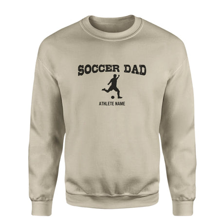 Soccer Dad with Soccer Player Icon and Soccer Player Name on a Sweatshirt with a Black Graphic