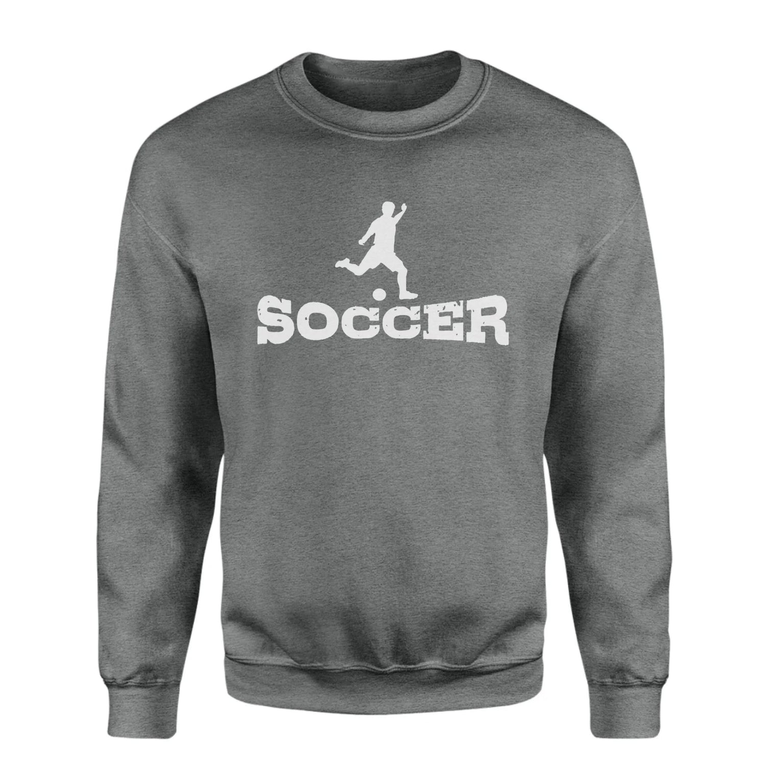 Basic Soccer with Soccer Player Icon on a Sweatshirt with a White Graphic