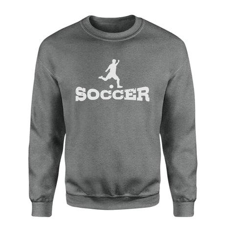 Basic Soccer with Soccer Player Icon on a Sweatshirt with a White Graphic
