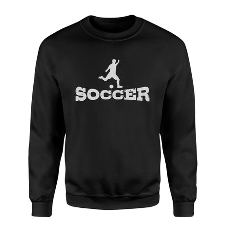 Basic Soccer with Soccer Player Icon on a Sweatshirt with a White Graphic