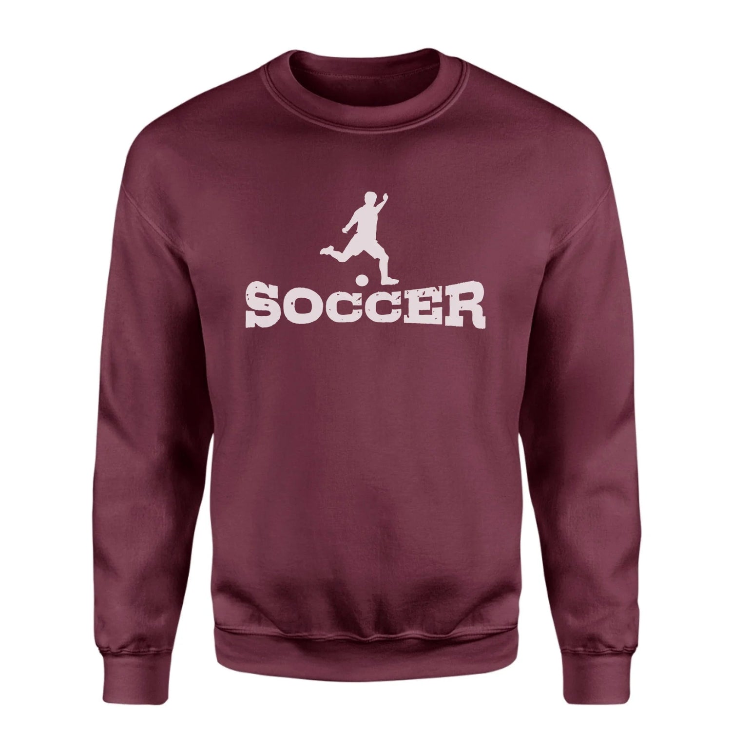 Basic Soccer with Soccer Player Icon on a Sweatshirt with a White Graphic