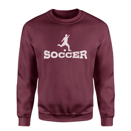 Basic Soccer with Soccer Player Icon on a Sweatshirt with a White Graphic