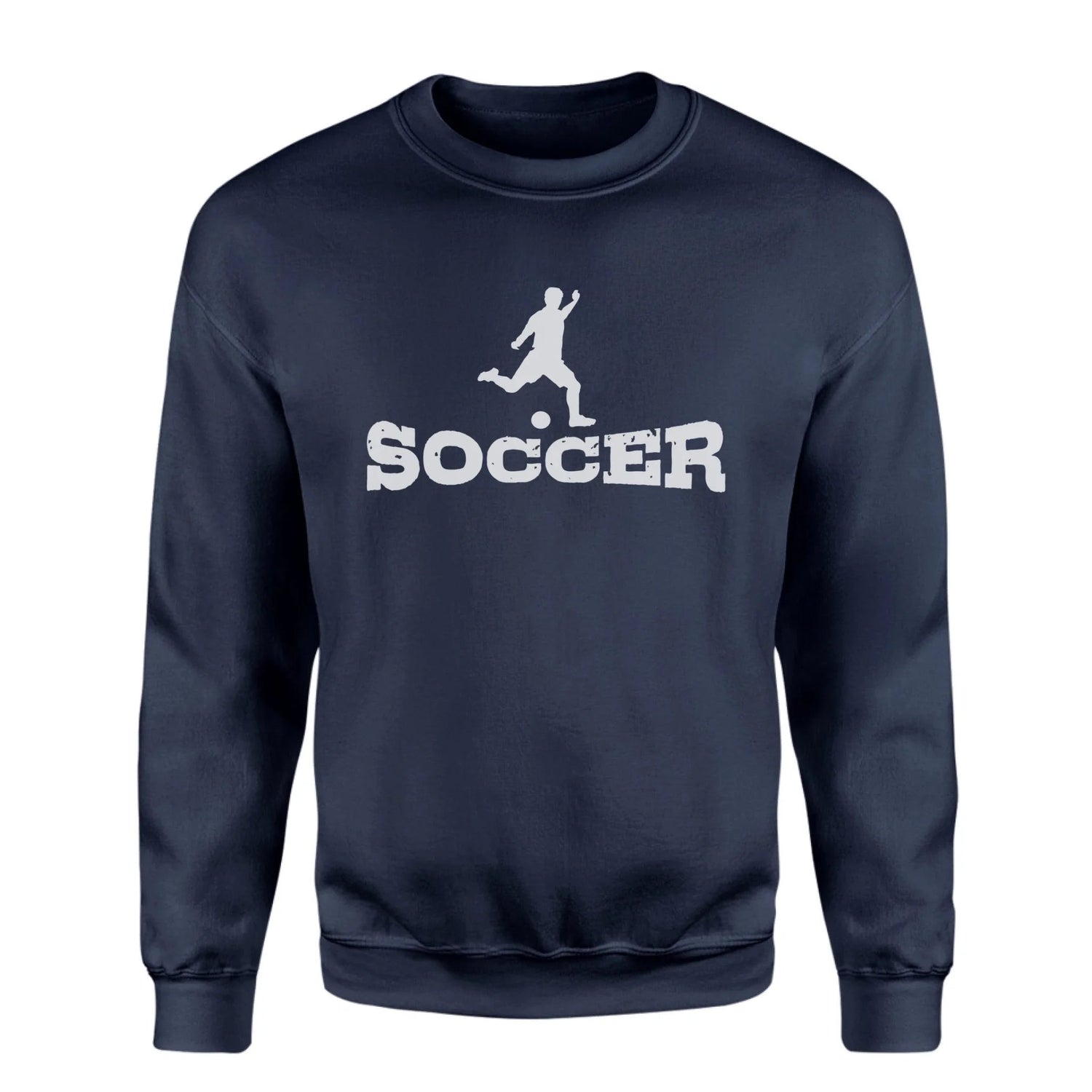 Basic Soccer with Soccer Player Icon on a Sweatshirt with a White Graphic