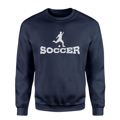 Basic Soccer with Soccer Player Icon on a Sweatshirt with a White Graphic