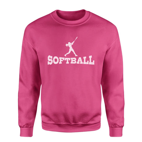 Basic Softball with Softball Player Icon on a Sweatshirt with a White Graphic