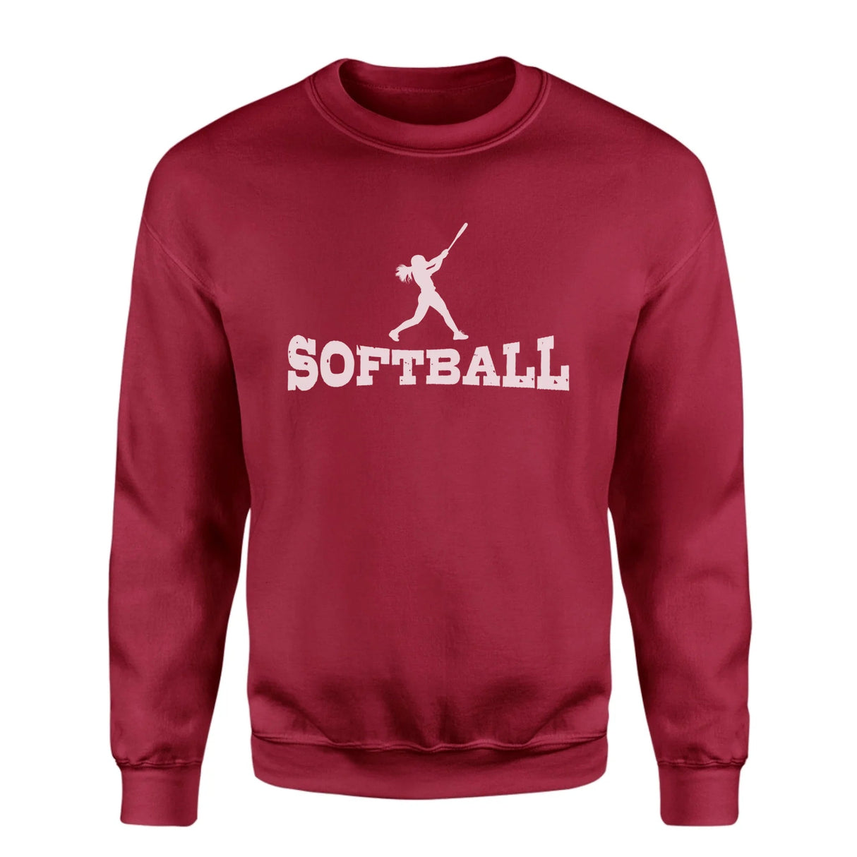 Basic Softball with Softball Player Icon on a Sweatshirt with a White Graphic