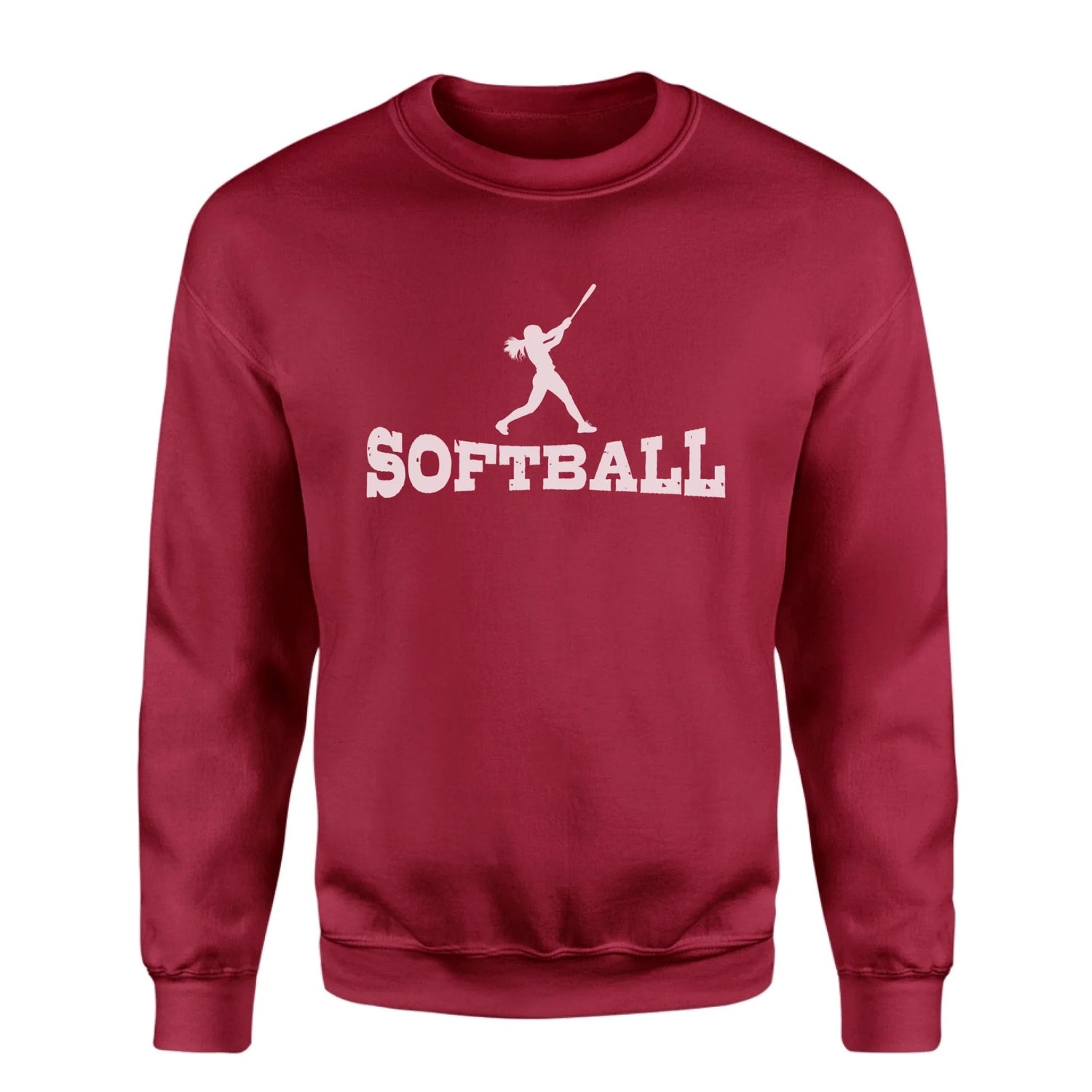 Basic Softball with Softball Player Icon on a Sweatshirt with a White Graphic
