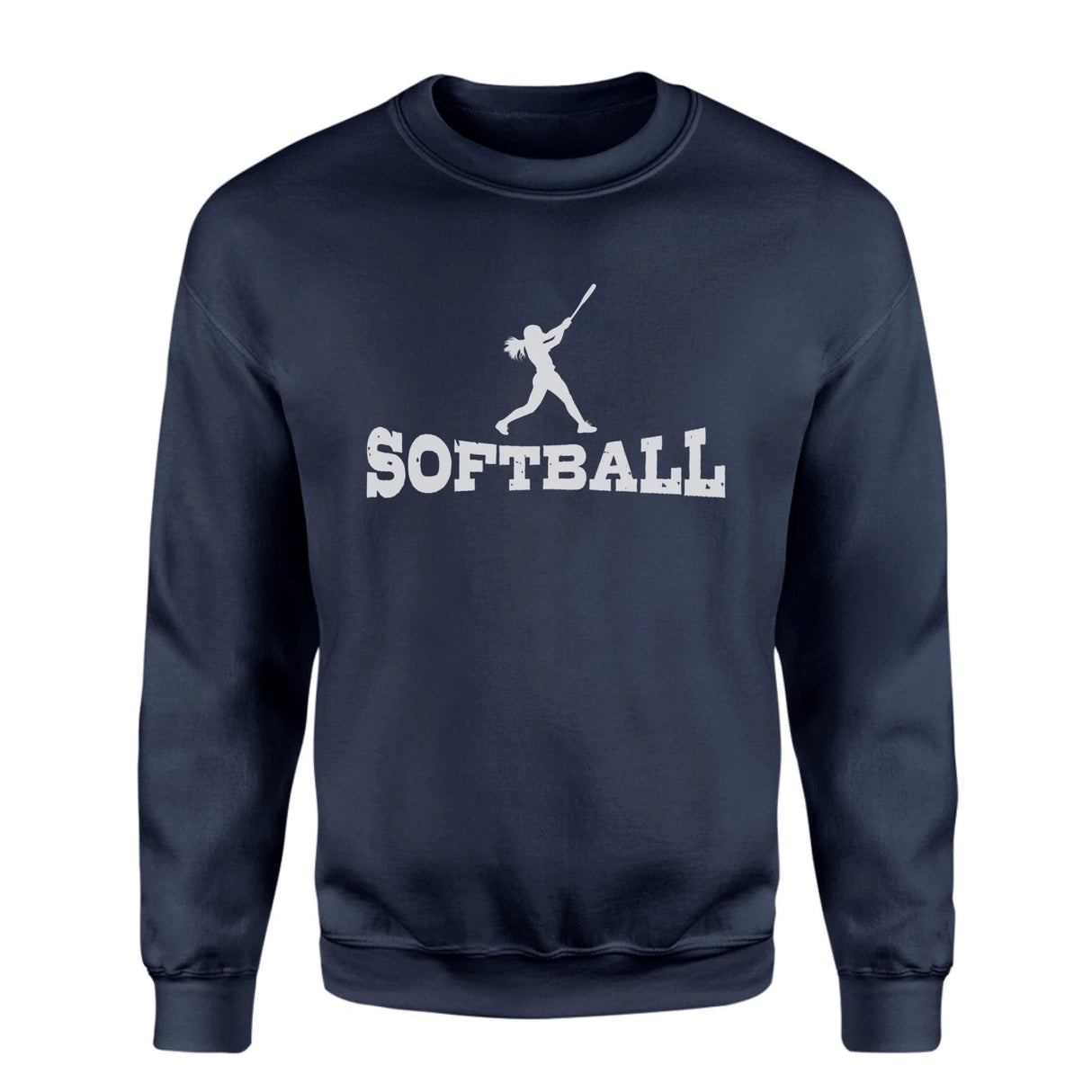 Basic Softball with Softball Player Icon on a Sweatshirt with a White Graphic