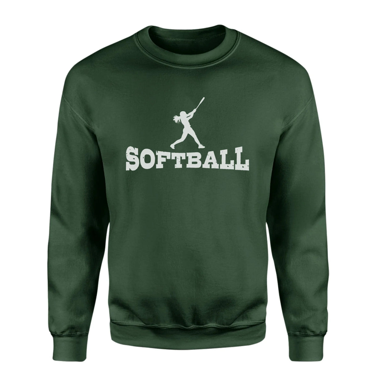 Basic Softball with Softball Player Icon on a Sweatshirt with a White Graphic