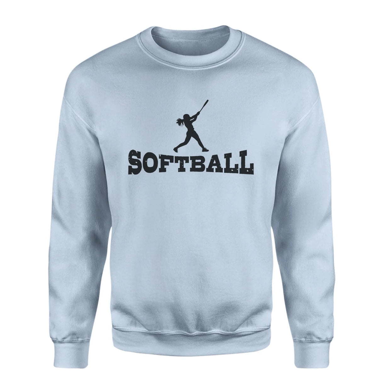Basic Softball with Softball Player Icon on a Sweatshirt with a Black Graphic