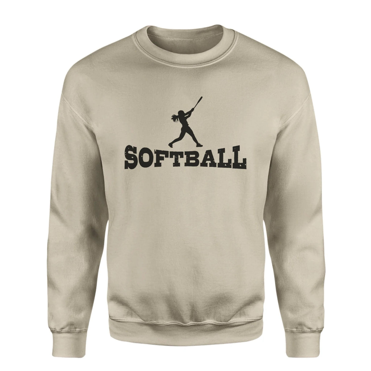 Basic Softball with Softball Player Icon on a Sweatshirt with a Black Graphic